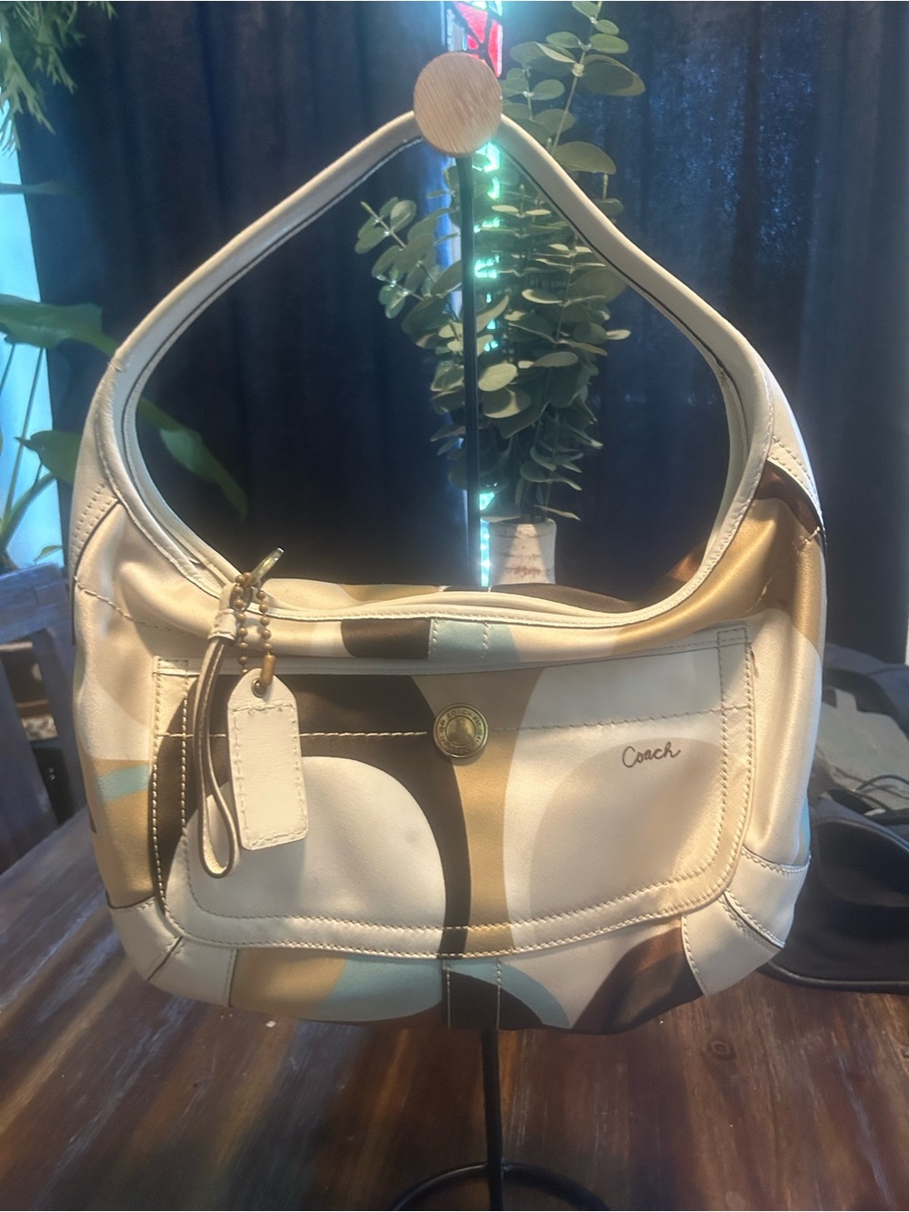 Coach  Ergo Multicolor Signature Hobo Shoulder Bag - Cream, Tan, Blue & Black